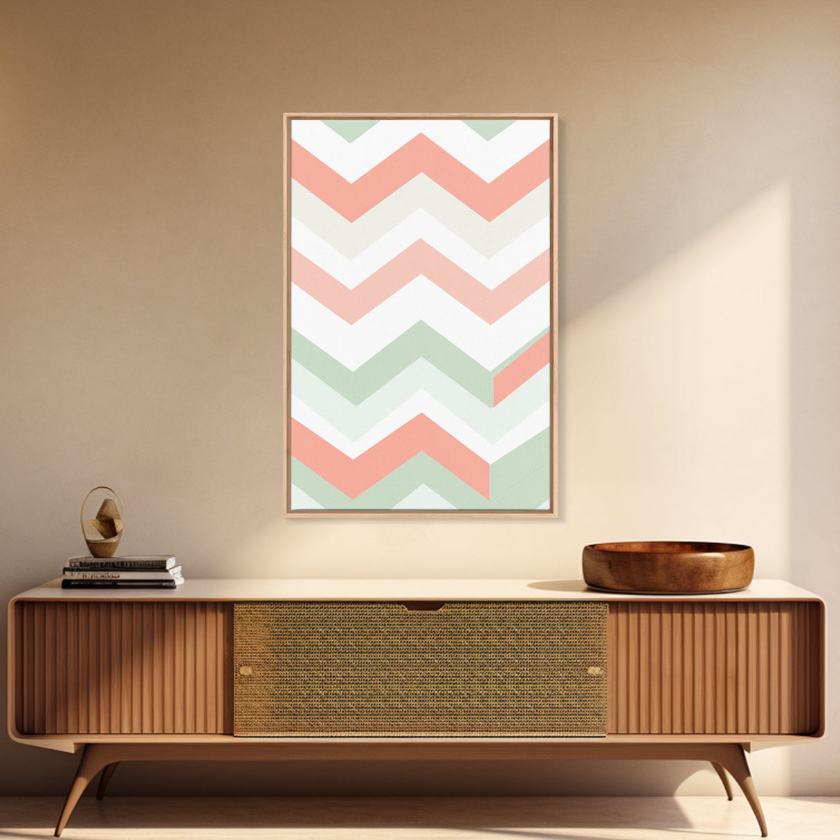Watercolor Abstract Chevrons Art Print, Framed Canvas Print, Abstract Art Print, Modern Abstract, MCM, Midcentury Modern Decor