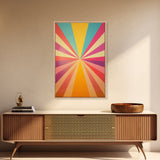 Midcentury Modern Star Burst Pastel Wall Art, Framed Canvas Print, Unique Wall Art, MCM Abstract Wall Decor
