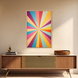 Quill Grey, Saffro Yellow, Rouge and Turquoise Mid Century Modern Wall Art, Star Burst Light Speed Tunnel, Boho Abstract Home Decor