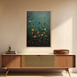Wood Framed Wildflower Floral Print Minimalist Modern Boho Wall Art Bedroom Decor Botanical Floral Wild Flower Canvas Print