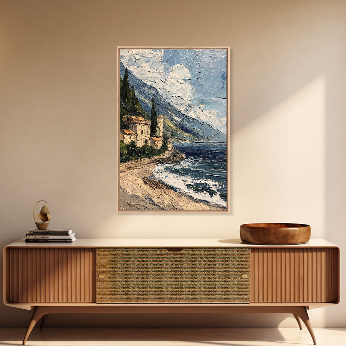 Italy Wall Art - Modern Minimalist Home Decor - Italian Seaside Seascape Print - Impasto Style Print - Home Decor