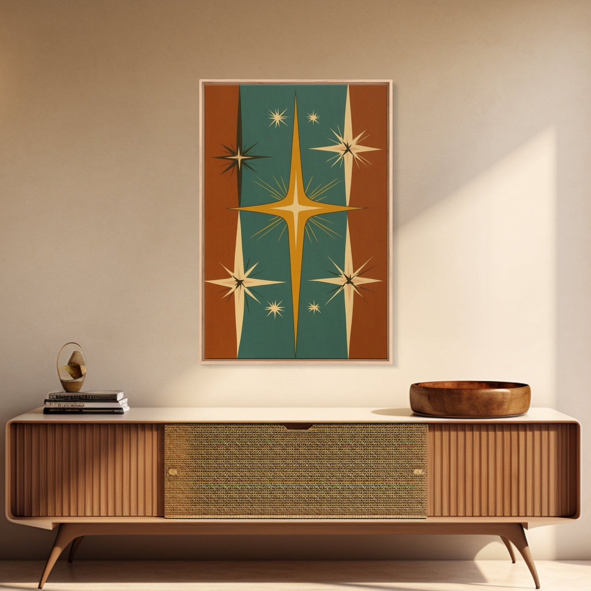 Mid-Century Modern Star Burst Wall Art, Home Decor Wall Art, Atomic Age Home Decor, 1950s Style Art