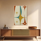 1950s Style Retro Starburst, Pastel Colors, Canvas Print, MCM Wall Art Home Decor
