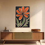 Framed Canvas Wall Art Abstract Botanical Floral Print, Boho Mid-century Modern Floral Canvas Print, Minimalist Boho Modern Art