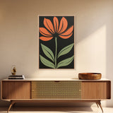 Boho Floral Print Wall Decor, Framed Canvas Print, Modern Art Boho Minimalist Wall Decor