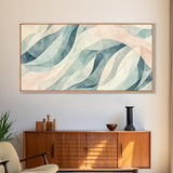 Pastel Abstract Canvas Print, Retro Kids Room Decor, Large Modern Art, Line Art Print