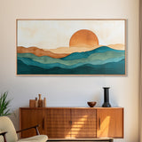 Kitsch Sunset Landscape Painting Print, Boho Wall Decor, Minimalist Wall Art, Eclectic Gift Idea, Kitsch Living Room Decor