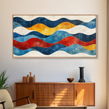 Boho Mid Century Modern Wall Art Canvas Print, Wood Frame Wall Art, Geometric Wall Art, Minimalist Wall Art, Housewarming Gift Idea