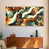 Surrealist Abstract Art, Framed Canvas Print, Kitsch Decor, Boho Style Eclectic Home Decor