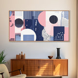 Vaporwave Aesthetic Abstract Art Canvas Print, Geometric Wall Art