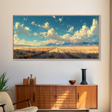 Country Roads Oil Painting Canvas Print, Wood Framed Wall Art, Home Decor, Southwestern Rustic Wall Art, Boho Home Decor