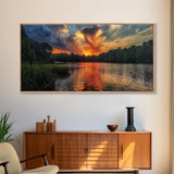 The Ozarks, Framed Canvas Print, Panoramic Photography Style Wall Art, Lake House Decor