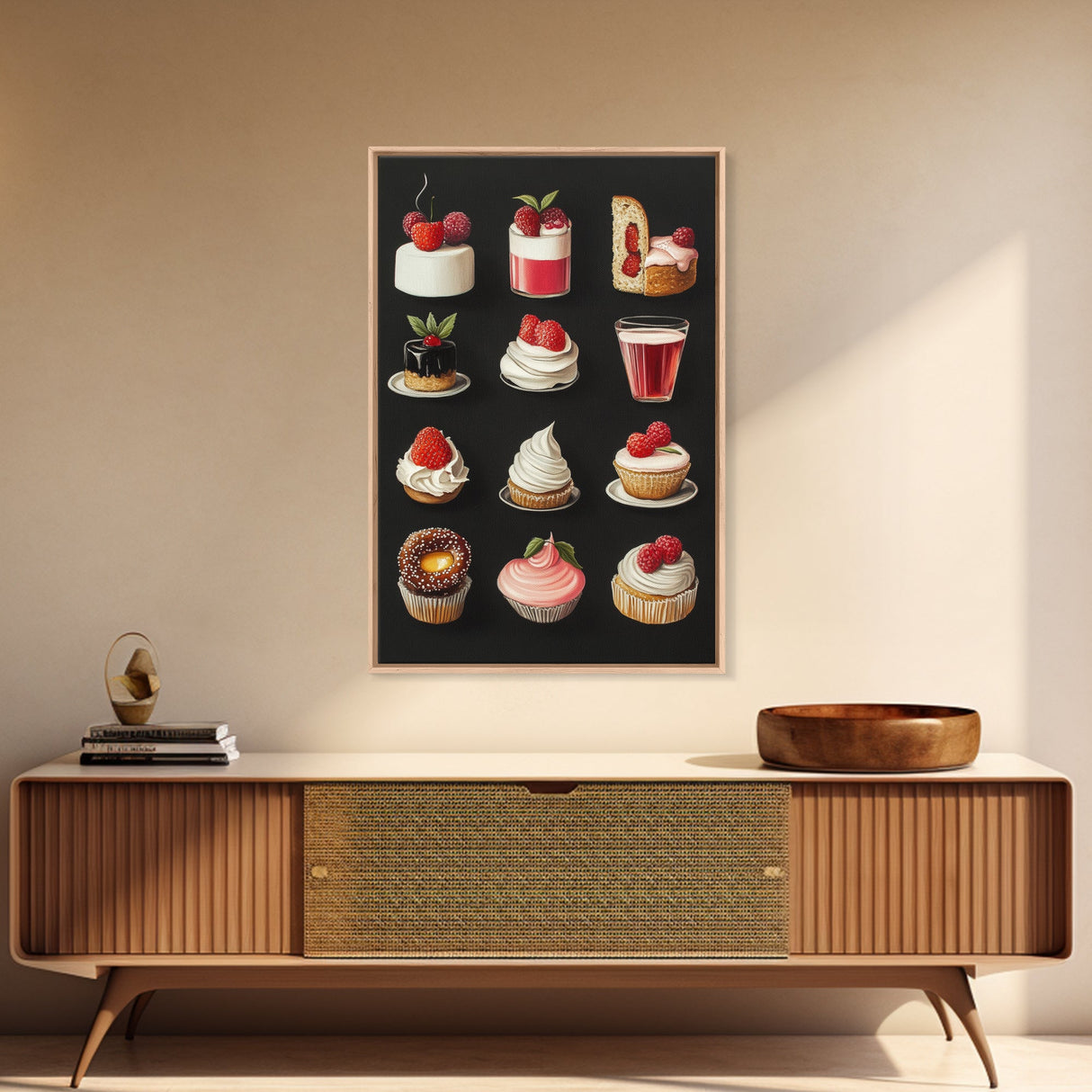 Kawaii Dessert Painting Print, Kitchen Home Decor, Kitchen Wall Art, Minimalist Dining Room Decor, Kawaii Wall Art, Cute Kitchen Decor