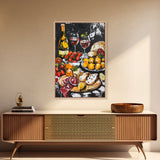 Retro Kitchen Wall Art Framed Canvas Print, Kitchen Painting, Dining Room Decor, Wedding Gift Idea, Rustic Farmhouse Home Decor