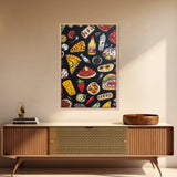 Cute Funky Kitchen Art, Kawaii Wall Art, Kawaii Decor, Restaurant Decor, Kitchen Painting, Dining Room Wall Art, Pizza, Hot Dogs Etc
