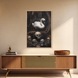 The Black Swan, Gothic Dark Macabre Wall Art, Dark Swan Decor, Halloween Canvas Print, Halloween Decor, Dark Academia Wall Art