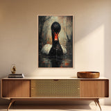Evil Black Swan Painting Print, Gothic Home Decor, Halloween Decor, Spooky Season Wall Art, Black Swan Painting, Swan Decor, Animal Prints