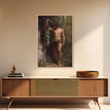Painting of a Male Figure Canvas Print, Gothic Decor, Dark Academia / Macabre Wall Art, Original Satyr Painting