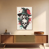 Portrait of A Witch, Framed Canvas Print, Halloween Decor, Witchcraft, Goth Art, Dark Academia Wall Art, Halloween Poster Art