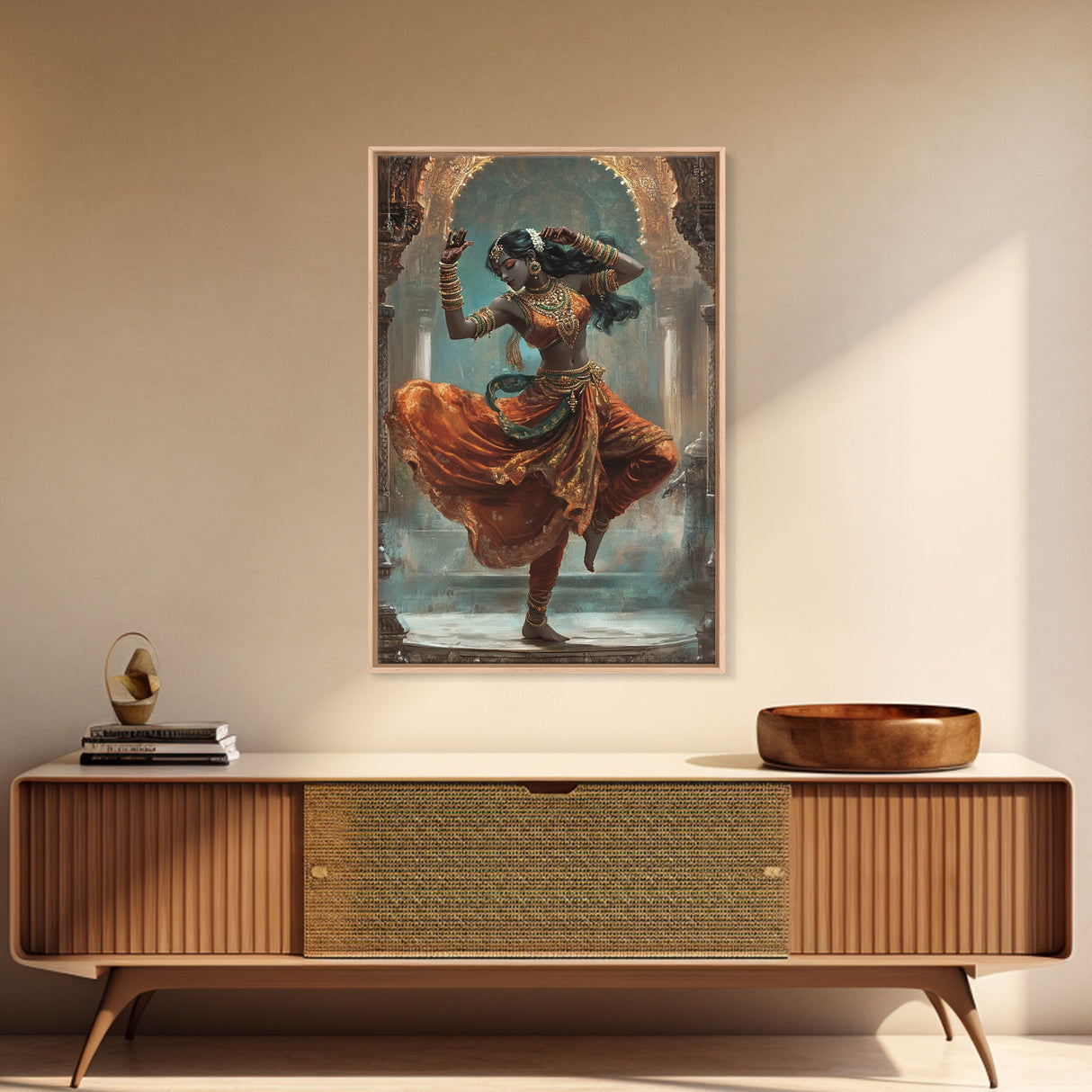 Portrait of Krishna Framed Canvas Print, Krishna Wall Art, Krishna Painting