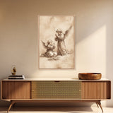Guardian Angel Wall Art, Angel Painting, Canvas Print, Angel Decor, Angelic Wall Art, Cute Cherub Angel Sketch Art