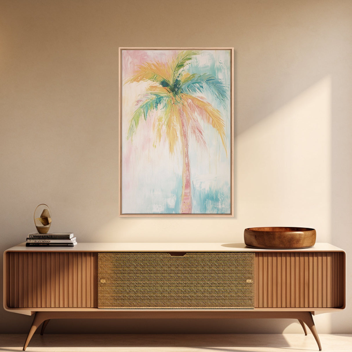 Oil Painting Print of a Palm Tree, Coastal Decor, Beach House Art, Beach Art, Vacation Gift, Pink Decor, Preppy Decor, Preppy Art