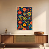 Mexican Tile Pattern Wall Art, Framed Canvas Print, Chicano Wall Art, Mexicano Wall Art, Textile Inspired Wall Decor