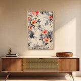 California Poppy Wall Art Framed Canvas Print, Wood Framed Art, Floral Pattern, Flower Painting Farmhouse Wall Art