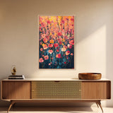 Field of Wildflowers Framed Canvas Print, Wood Framed Wall Art, Wild Flower Painting Print, Wild Flowers In The Spring Wall Art Home Decor