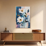 Oil Painting Print of White Flowers, Framed Canvas Print, Floral Art, Botanical Art