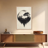 Haunted Snowglobe Framed Canvas Print, Cemetery in a Sphere, Spooky Home Decor, Halloween Painting, Halloween Decor