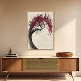 Wabi Sabi Japanese Maple Tree Framed Canvas Print, Minimalist Home Decor, Vertical Living Room Art