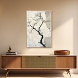 Double Exposure Wall Art - Tree or Cracks - Optical Illusion Wall Art Framed Canvas Print - Wabi Sabi Minimalist Home Decor Art