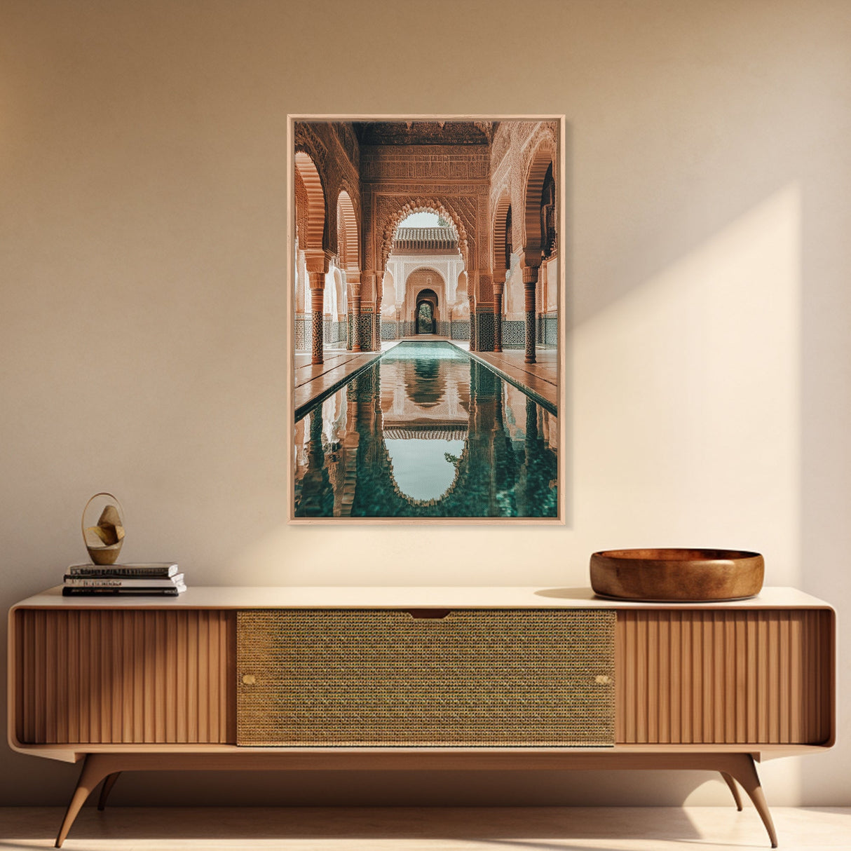 Reflection Pool Framed Canvas Print, Moroccon Wall Art