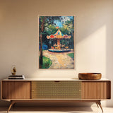 Carrousel Wall Art Framed Canvas Print, Oil Painting Carrousel, Circus Decor, Nursery Decor, Kid's Room Wall Art