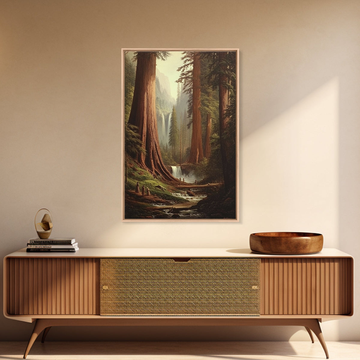 Fantasy Forest Painting Print, Majestic Redwood Trees of Ancient California Fantasy Art, California home Decor, Redwood Trees Painting