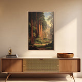 Ancient California Redwoods Framed Canvas Print, Fantasy Painting, Fantasy Wall Art, Beautiful California Wall Art