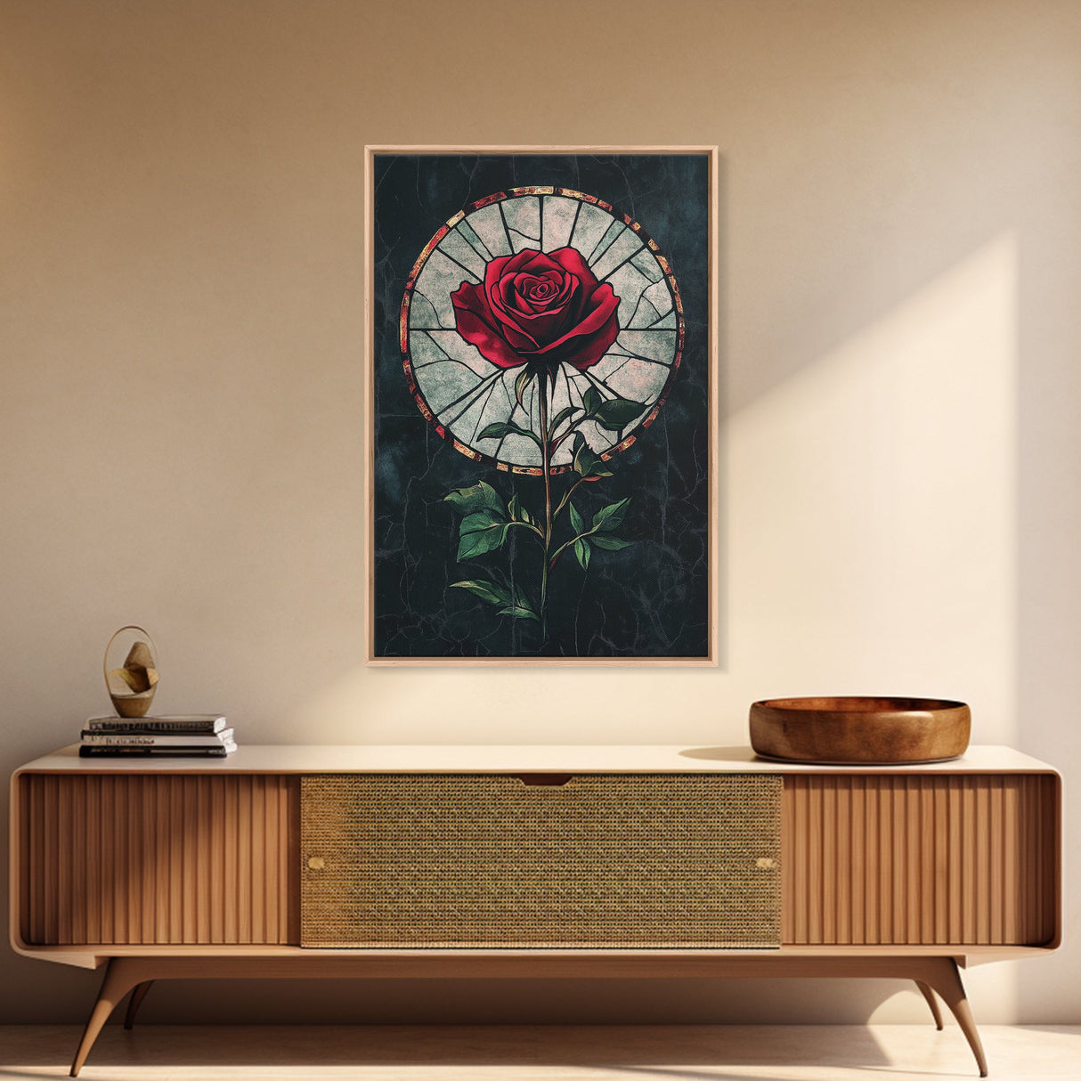 Rose Painting Print, Wood Framed Canvas Print, Beautiful Rose Painting Abstract Wall Art, Minimalist Floral Decor, Flowers Print, Floral Wall Art