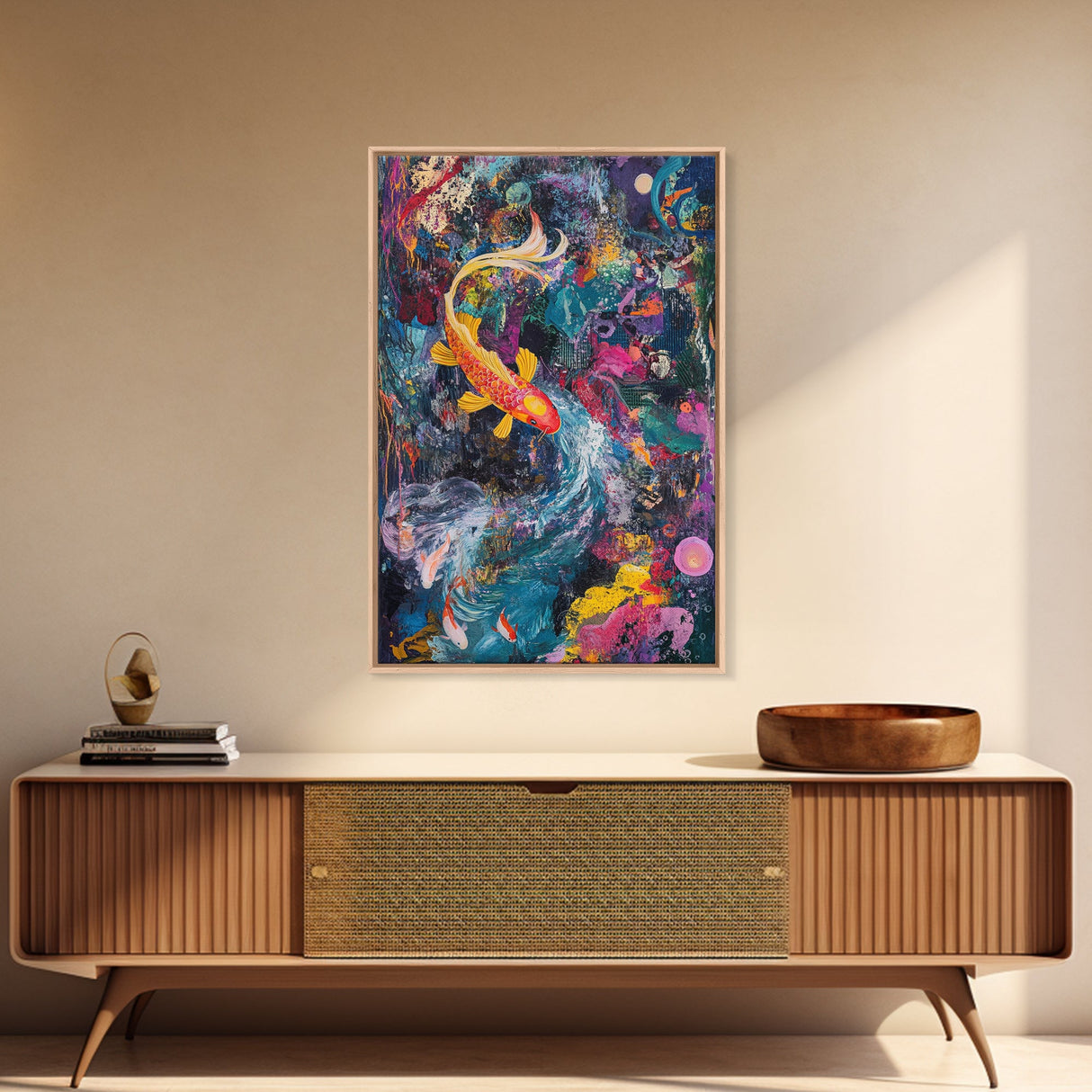 Abstract Koi Fish Painting Print, Wabi Sabi Home Decor, Gift Idea, Housewarming Gift Idea, Colorful Koi Fish Art Print