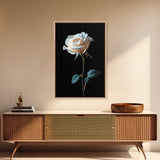 Still Life Photograph of a White Rose, Framed Canvas Print, Rose Painting, Rose Decor, Rose Wall Art, Mother's Day Gift Idea, Flower Wall Art