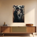 Dark Romance Painting Print, Dark Fantasy Art, Dark Fantasy Home Decor, Gothic Romance Print, Halloween Decor, Couple Gift Idea, Goth Wedding