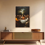 Last Supper Wall Art, Framed Canvas Print, Christmas Decor, Christian Decor, Oil Painting Of The Last Supper