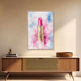Pink Lipstick Framed Canvas Print, Preppy Dorm Room Decor, Makeup Wall Art, Girl's Dorm Room Wall Art, Preppy Art, Preppy Style Decor