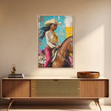 Black Cowgirl Painting Print, Rustic Modern Farmhouse, Afrocentric Wall Art, Southwestern Home Decor