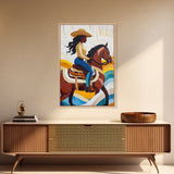 Pop Art Black Cowgirl Painting Print, Framed Canvas Print, Afrocentric Wall Art, Rustic Farmhouse Wall Art