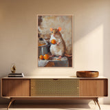 Rats with Jobs, Framed Canvas Print, Rat Painting, The Rat Chef, Cute Rat Home Decor, Rat Cooking Stew
