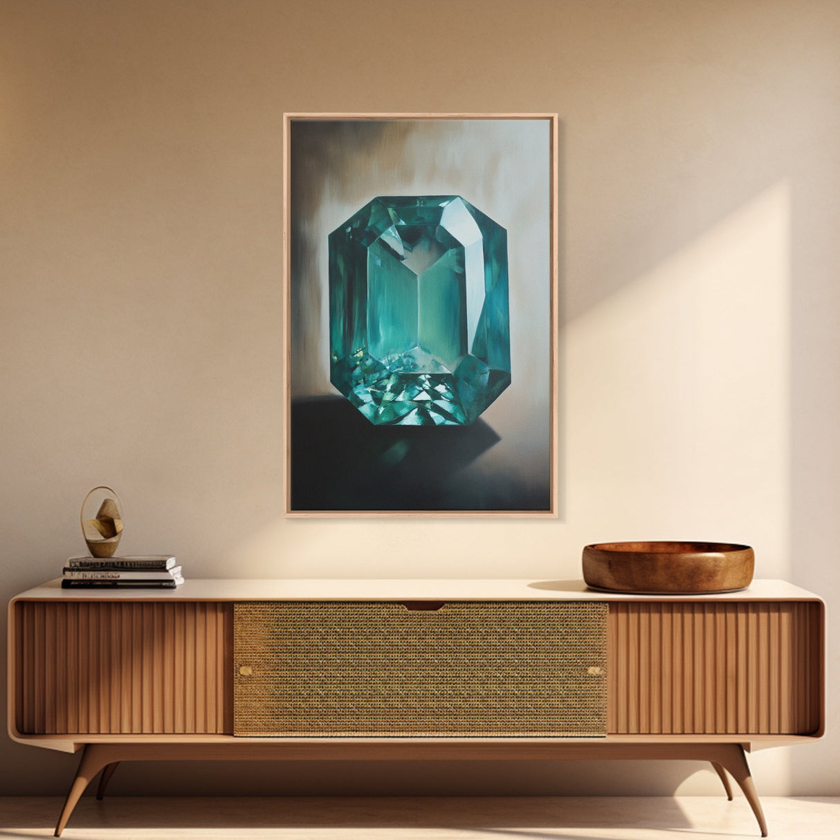 Watercolor Painting Print of an Emerald, Genstones Painting, Gemstone Painting, Emerald Wall Art, Emerald Green Home Decor, Kitsch Art