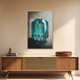 Watercolor Painting Print of an Emerald, Genstones Painting, Gemstone Painting, Emerald Wall Art, Emerald Green Home Decor, Kitsch Art