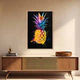 Retro Pineapple Painting Print, Framed Canvas Print, Kitchen or Dining Room Wall Art, Retro Home Decor, Pineapple Painting