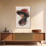 Chica Painting, Female Matador Canvas Print, Wood Framed Tejano Art